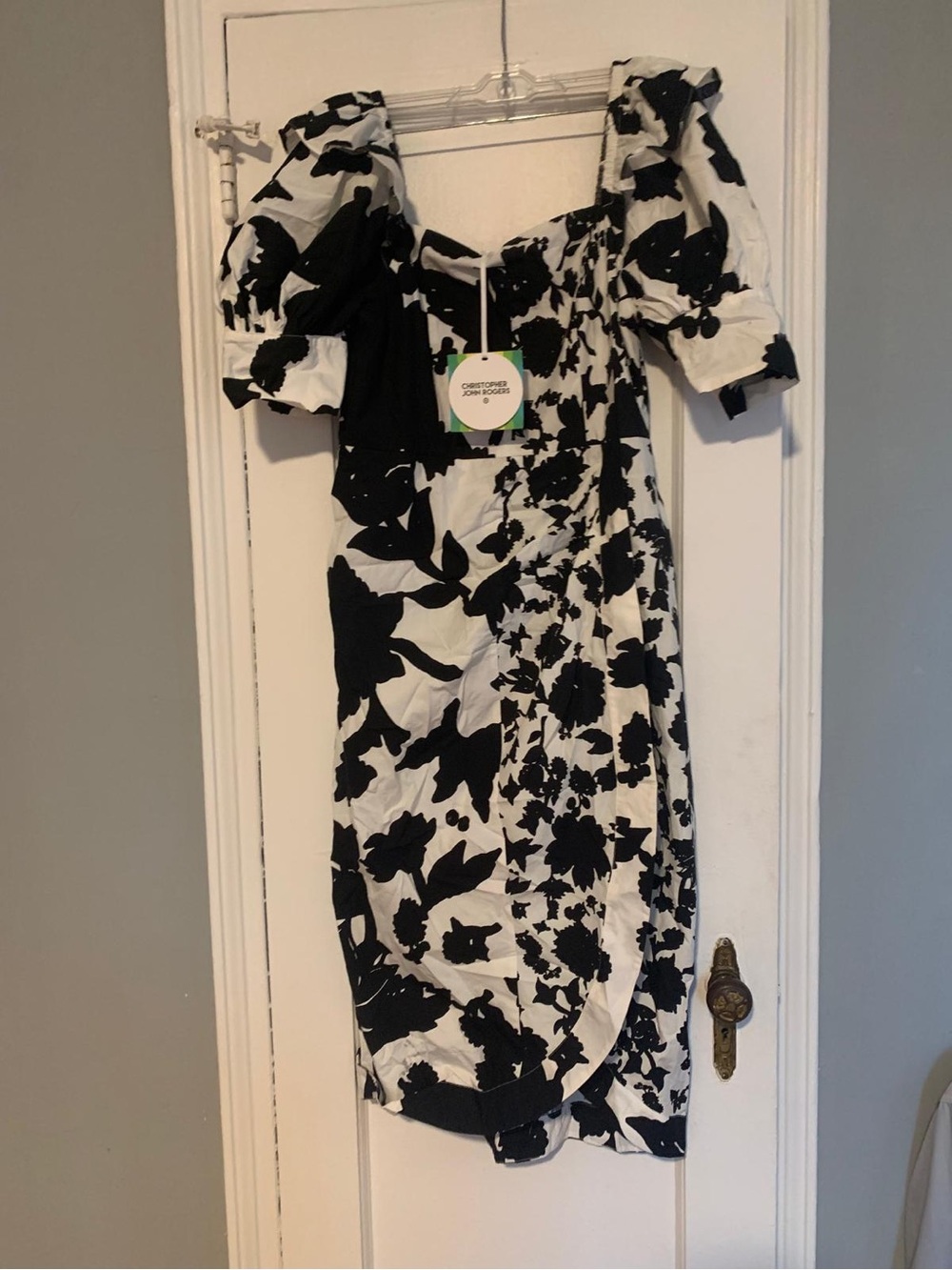 Christopher John Rogers Black & White Floral Dress
